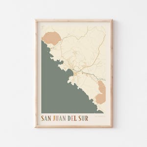 Affiche de carte de San Juan Del Sur, impression de San Juan Del Sur, affiche de San Juan Del Sur, art mural San Juan del Sur, Nicaragua, cadeau de voyage, affiche bohème