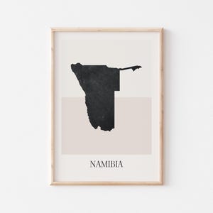 Póster de mapa de Namibia, impresión de Namibia, arte de pared bohemio minimalista con mapa de Namibia, decoración artística de Namibia para el hogar o como regalo.