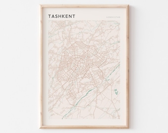 Tashkent Map Poster, Tashkent Print, Tashkent Poster, Tashkent Wall Art, Uzbekistan, Travel Gift, Scandi Print