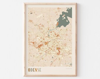 Odense Map Poster, Odense Print, Odense Poster, Odense Wall Art, Denmark, Travel Gift, Boho Decor