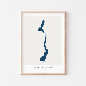 Lago Leelanau, Stampa del Lago Leelanau, Poster del Lago Leelanau, Arte del Lago Leelanau, Arte murale del Lago, Stampa della mappa del Lago, Regalo per la casa sul lago, Michigan