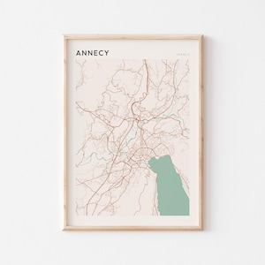 Annecy Karte Poster, Annecy Druck, Annecy Poster, Annecy Wandkunst, Frankreich, Reisegeschenk, Scandi Poster