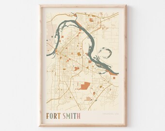 Fort Smith Map Poster, Fort Smith Print, Fort Smith Poster, Fort Smith Wall Art, Arkansas, Travel Gift, Boho Wall Art, Dining Room Decor