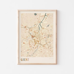 Ghent Map Poster, Ghent Print, Ghent Poster, Ghent Wall Art, Belgium, Travel Gift, Boho Wall Art