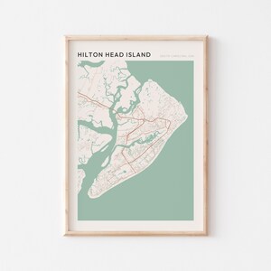 Affiche de carte de l'île de Hilton Head, impression de l'île de Hilton Head, affiche de l'île de Hilton Head, art mural de l'île de Hilton Head, Caroline du Sud, cadeau de voyage