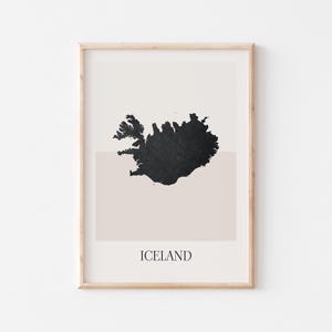 Póster de mapa de Islandia, impresión de Islandia, impresión de mapa de Islandia, arte de pared bohemio minimalista, impresión artística de Islandia, decoración para el hogar o regalo