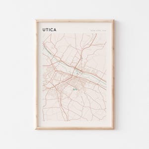 Affiche de carte d'Utique, impression d'Utique, affiche d'Utique, art mural d'Utique, New York, cadeau de voyage, affiche de Scandi