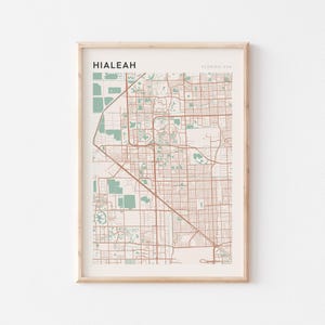 Hialeah-kaartposter, Hialeah-print, Hialeah-poster, Hialeah-muurkunst, Hialeah-stadskaart, Florida, reiscadeau, muurdecoratie boerderij
