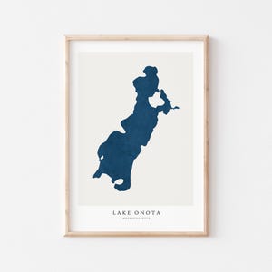 Lago Onota, Stampa del Lago Onota, Poster del Lago Onota, Arte del Lago Onota, Arte murale del Lago, Stampa della mappa del Lago, Regalo per la casa sul lago, Stampa del Lago, Massachusetts