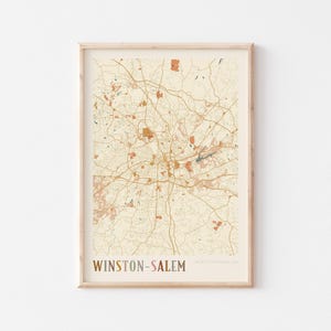 Affiche de carte de Winston-Salem, impression de Winston-Salem, affiche de Winston-Salem, art mural Winston-Salem, Caroline du Nord, cadeau de voyage, décoration bohème