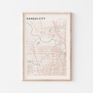 Póster con mapa de Kansas City, impresión de Kansas City, póster de Kansas City, arte mural de Kansas City, Kansas, regalo de viaje, decoración de granja