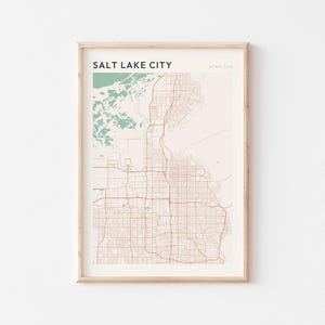 Affiche de carte de Salt Lake City, impression de Salt Lake City, affiche de Salt Lake City, art mural de Salt Lake City, Utah, cadeau de voyage, décoration de ferme