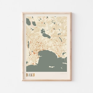 Baku Map Poster, Baku Print, Baku Poster, Baku Wall Art, Azerbaijan, Travel Gift, Boho Wall Art