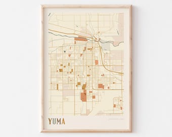 Yuma Map Poster, Yuma Print, Yuma Poster, Yuma Wall Art, Arizona, Travel Gift, Boho Wall Art, Hometown Poster