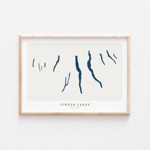 Finger Lakes, impression Finger Lakes, affiche Finger Lakes, art Finger Lakes, art mural lac, impression carte lac, lac de New York, impression lac, art lac