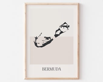 Bermuda Map Poster, Bermuda Print, Bermuda Map Print Minimalist Boho Wall Art, Bermuda Art Print Decor For Home or Gift
