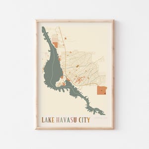 Póster con mapa de la ciudad de Lake Havasu, impresión de la ciudad de Lake Havasu, póster de la ciudad de Lake Havasu, arte mural de la ciudad de Lake Havasu, Arizona, regalo de viaje, arte mural bohemio
