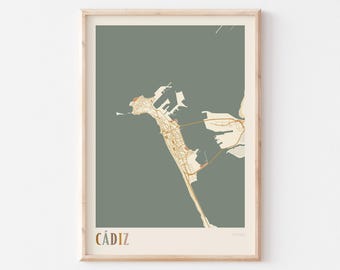 Cadiz Karte Poster, Cadiz Druck, Cadiz Poster, Cadiz Wandkunst, Spanien, Reise Geschenk, Boho Print