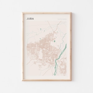 Affiche de carte de Juba, impression de Juba, affiche de Juba, art mural de Juba, Afrique du Sud-Soudan, cadeau de voyage, art minimaliste