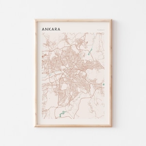 Affiche de carte d'Ankara, impression d'Ankara, affiche d'Ankara, art mural d'Ankara, Turquie, cadeau de voyage, impression minimaliste