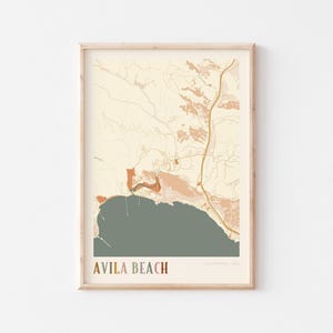 Avila Beach Map Poster, Avila Beach Print, Avila Beach Poster, Avila Beach Wall Art, California, Travel Gift, Boho Decor