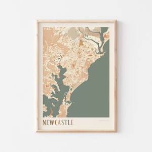 Affiche de la carte de Newcastle, art mural Newcastle, carte de Newcastle, affiche de Newcastle, impression de Newcastle, Newcastle Australie, art mural bohème
