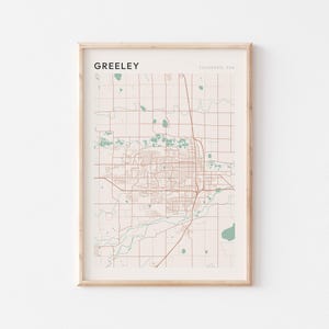 Affiche de carte de Greeley, impression Greeley, affiche Greeley, art mural Greeley, Colorado, cadeau de voyage, décoration murale de ferme