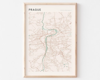 Kaartposter Praag, kunst aan de muur Praag, stadskaart Praag, poster Praag, kaart print Praag, print Praag, print Praag, Tsjechië, Praag print