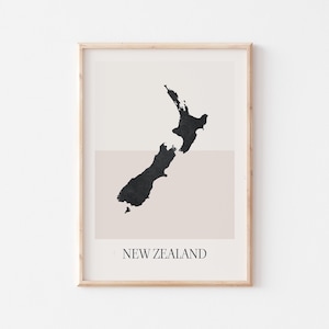 Nieuw-Zeeland kaart poster, Nieuw-Zeeland print, Nieuw-Zeeland kaart print minimalistische Boho Wall Art, Nieuw-Zeeland Art Print decor voor thuis of cadeau