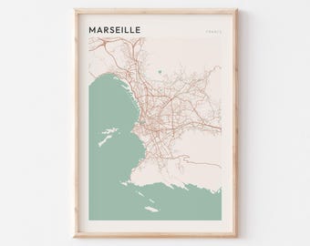 Marseille Map Poster, Marseille Print, Marseille Poster, Marseille Wall Art, France, Travel Gift, Scandi Poster