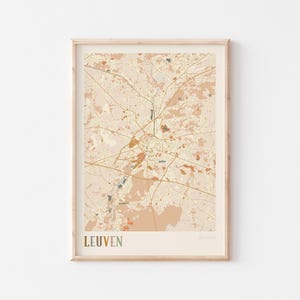 Plakat z mapą Leuven, wydruk z Leuven, plakat z Leuven, sztuka ścienna z Leuven, Belgia, prezent podróżny, sztuka ścienna w stylu boho