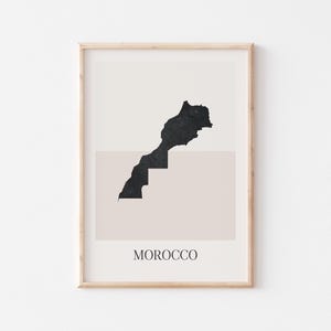 Affiche de carte du Maroc, impression du Maroc, impression de carte du Maroc, art mural bohème minimaliste, impression d'art du Maroc déco pour la maison ou un cadeau