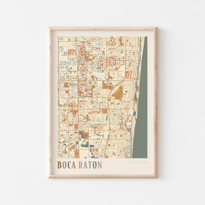 Boca Raton-kaartposter, Boca Raton-print, Boca Raton-poster, Boca Raton-muurkunst, Boca Raton-stadskaart, Florida, reiscadeau, Boho Wall Art