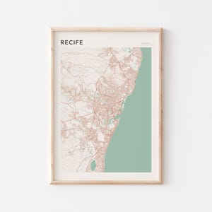 Recife Karte Poster, Recife Druck, Recife Poster, Recife Wandkunst, Brasilien, Reisegeschenk, minimalistische Kunst