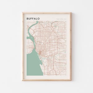 Affiche carte Buffalo, impression Buffalo, affiche Buffalo, art mural Buffalo, New York, cadeau de voyage, affiche Scandi