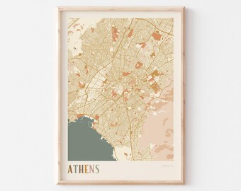 Athens Map Poster, Athens Print, Athens Poster, Athens Wall Art, Greece, Travel Gift, Boho Decor