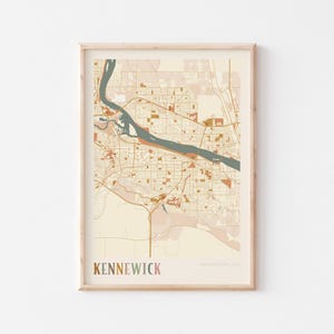 Kennewick Karte Poster, Kennewick Druck, Kennewick Poster, Kennewick Wandkunst, Washington, Reise Geschenk, Boho Dekor