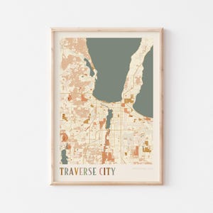 Cartaz do mapa de Traverse City, impressão de Traverse City, pôster de Traverse City, arte de parede de Traverse City, Michigan, presente de viagem, impressão Boho