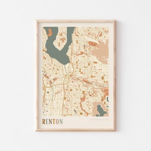 Renton Karte Poster, Renton Druck, Renton Poster, Renton Wandkunst, Washington, Reise Geschenk, Boho Dekor