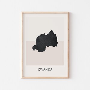 Póster de mapa de Ruanda, impresión de Ruanda, impresión de mapa de Ruanda, arte de pared bohemio minimalista, impresión artística de Ruanda para decoración del hogar o regalo