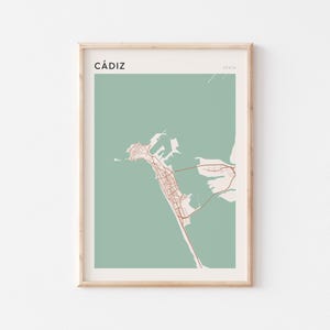 Affiche de carte de Cadix, impression de Cadix, affiche de Cadix, art mural Cadix, Espagne, cadeau de voyage, impression minimaliste