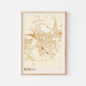 Poster con mappa di Medina, stampa di Medina, poster di Medina, decorazione murale di Medina, Arabia Saudita, regalo di viaggio, decorazione murale in stile boho