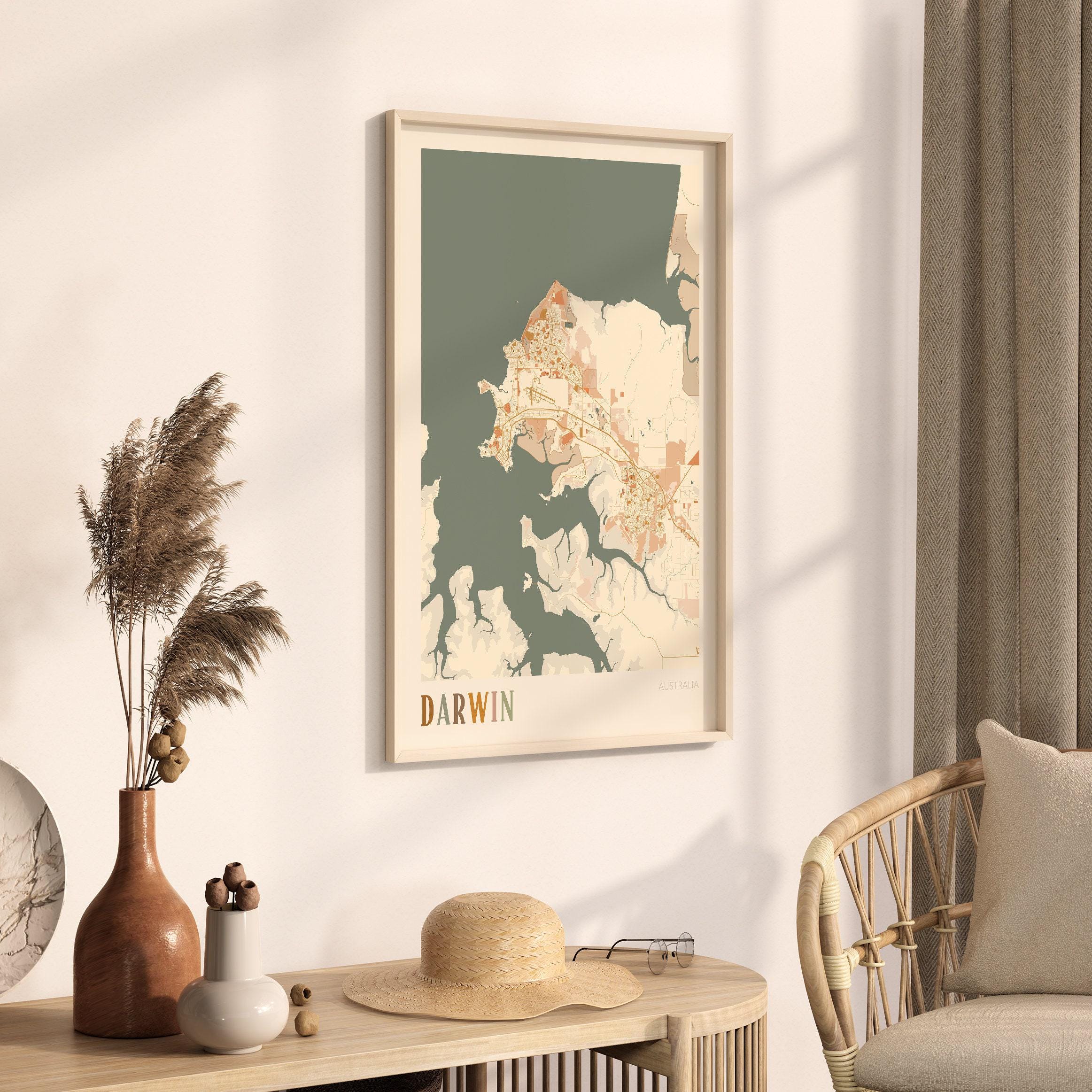 Darwin Map Poster, Darwin Wall Art, Darwin Map, Darwin Poster, Darwin ...