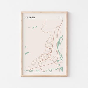 Affiche de carte de Jasper, art mural Jasper, affiche de Jasper, voyage de Jasper, impression de carte de Jasper, Jasper Canada, carte de l'Alberta, carte de voyage de Jasper
