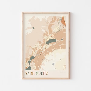 Póster de mapa de Saint Moritz, impresión de Saint Moritz, póster de Saint Moritz, arte mural de Saint Moritz, Suiza, regalo de viaje, impresión boho