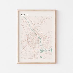 Affiche de carte de Tartu, impression de Tartu, affiche de Tartu, art mural de Tartu, Estonie, cadeau de voyage, décoration de ferme