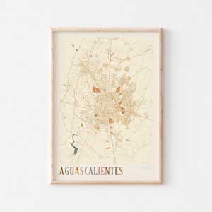 Aguascalientes Map Poster, Aguascalientes Print, Aguascalientes Poster, Aguascalientes Wall Art, Mexico, Travel Gift, Boho Poster