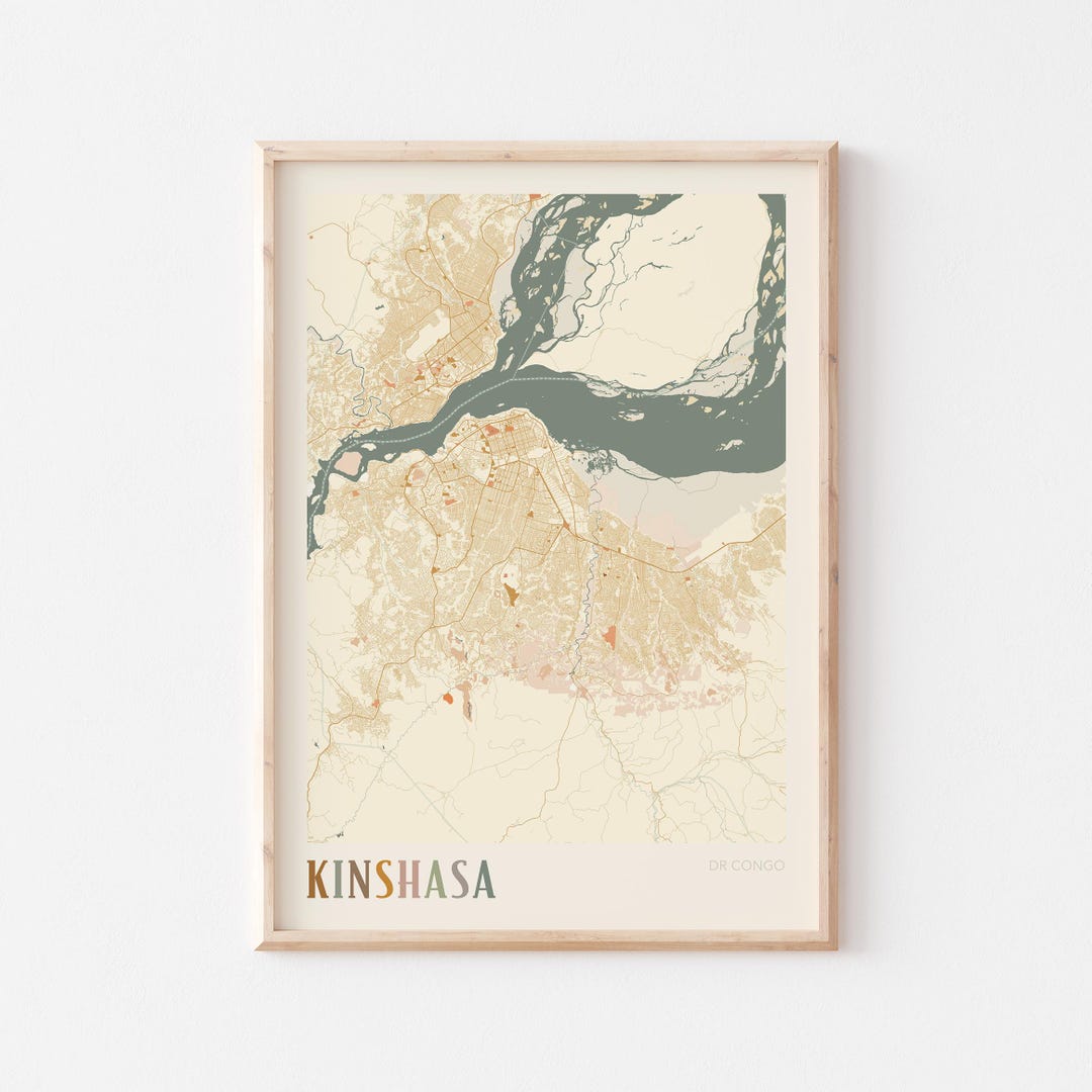 Affiche de carte de Kinshasa, impression de Kinshasa, affiche de Kinshasa, art mural Kinshasa, République démocratique du Congo, cadeau de voyage, déco bohème - Etsy France