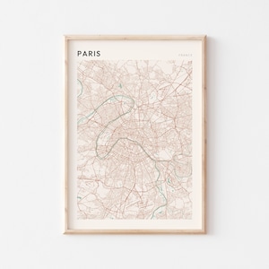 Póster de mapa de París, arte mural de París, mapa de la ciudad de París, póster de París, impresión de mapa de París, póster de Francia, decoración de París, París, Francia, impresión de París