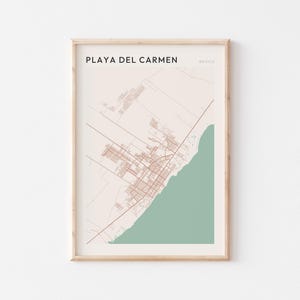 Affiche de carte de Playa Del Carmen, impression de Playa Del Carmen, affiche de Playa Del Carmen, art mural Playa Del Carmen, Mexique, cadeau de voyage, décoration d'intérieur